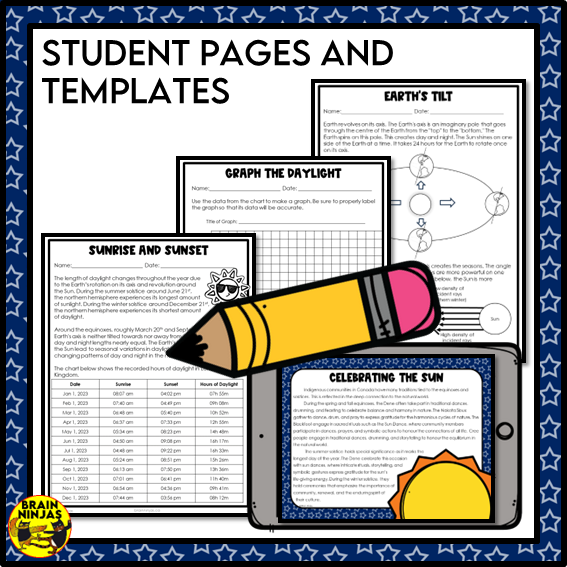 Seasons and Solstices Lesson and Activities Astronomy Space | Paper and Digital