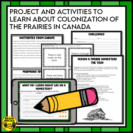 Design A Prairie Homestead Colonists in Early Canada Project Based Learning | Paper and Digital