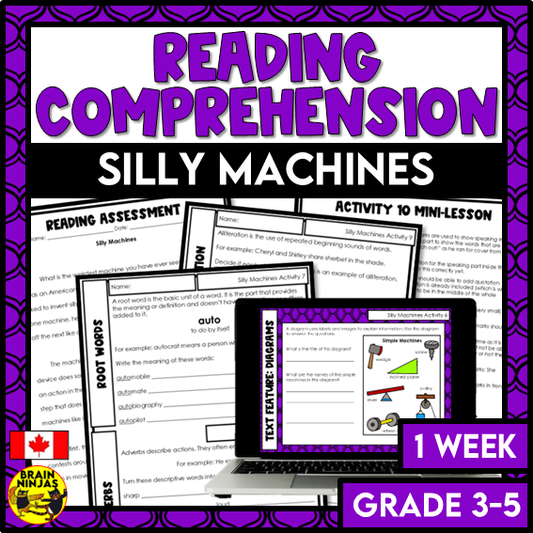 Silly Machines Reading Comprehension Activities | Paper and Digital