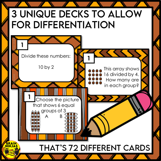 Simple Division Within 25 Task Cards | Paper and Digital