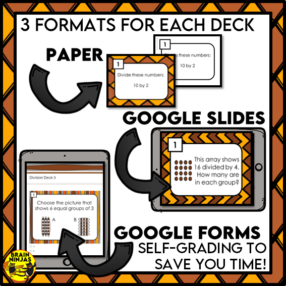 Simple Division Within 25 Task Cards | Paper and Digital