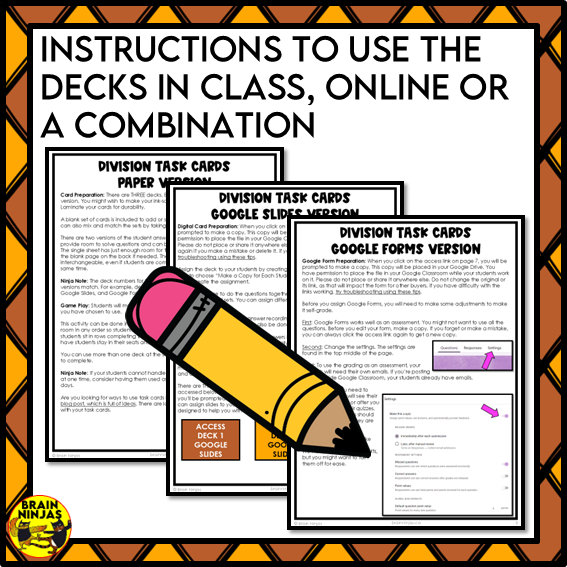 Simple Division Within 25 Task Cards | Paper and Digital