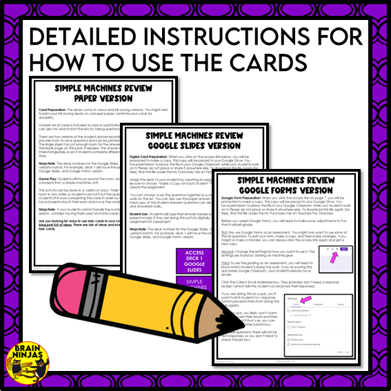 Simple Machines Task Cards Review | Paper and Digital