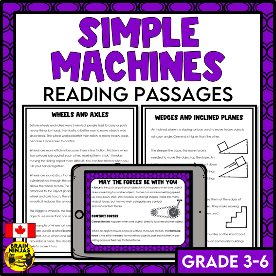 Simple Machines Science Reading Passages | Paper and Digital