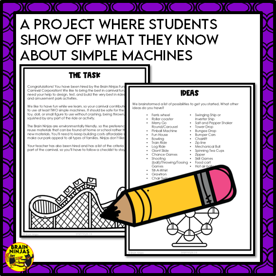 Simple Machines | Design a Carnival Attraction | STEM Activity | Paper and Digital