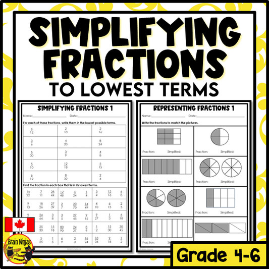 Simplifying Fractions Math Worksheets | Paper