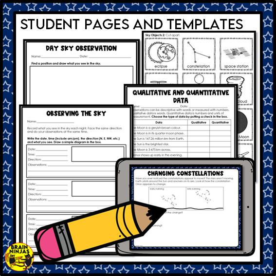 Sky Observations Space Lesson and Activities | Paper and Digital