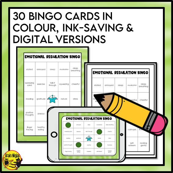 Emotional Regulation Bingo Game | Health and Wellness Activity | Paper and Digital