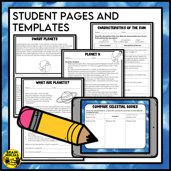 Solar System and Celestial Bodies Lessons and Activities | Paper and Digital