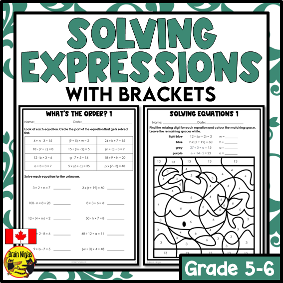 Solving Equations Order of Operations With Brackets Math Worksheets | Paper | Grade 5 Grade 6