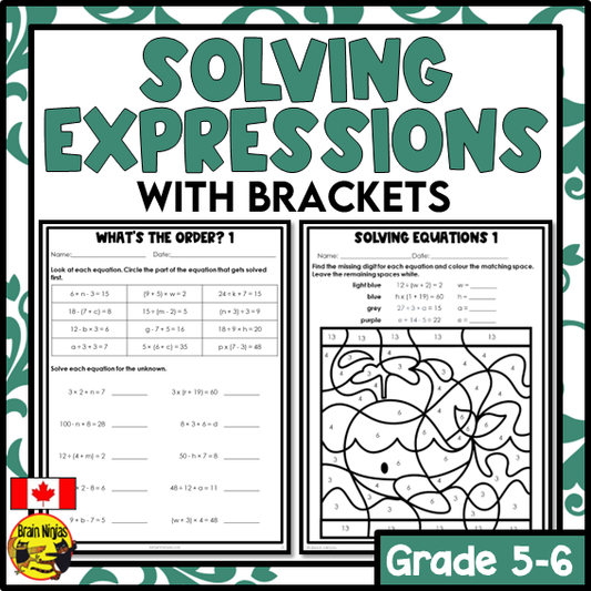 Solving Equations Order of Operations With Brackets Math Worksheets | Paper | Grade 5 Grade 6