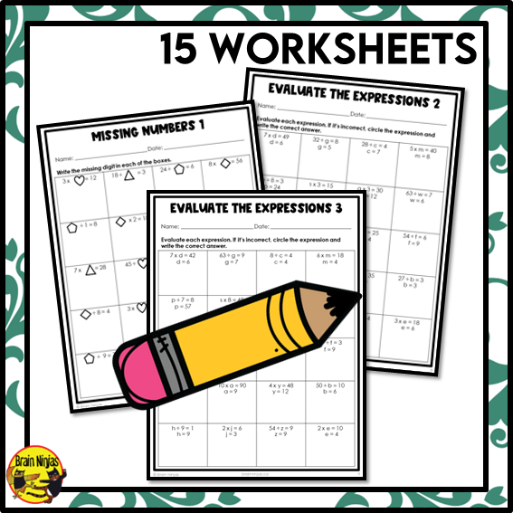 Solving Multiplication and Division Equations With Variables Math Worksheets | Paper | Grade 4