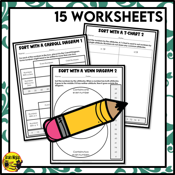 Sorting Numbers in Charts by Attributes Math Worksheets | Paper | Grad ...