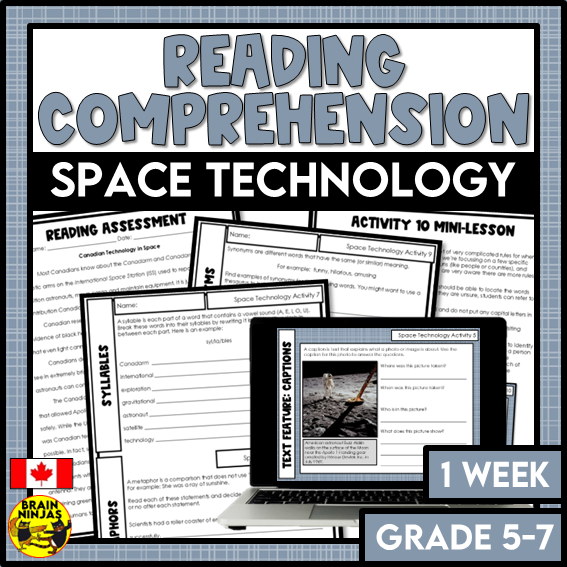 Canadian Space Technology Reading Comprehension Activities | Paper and Digital