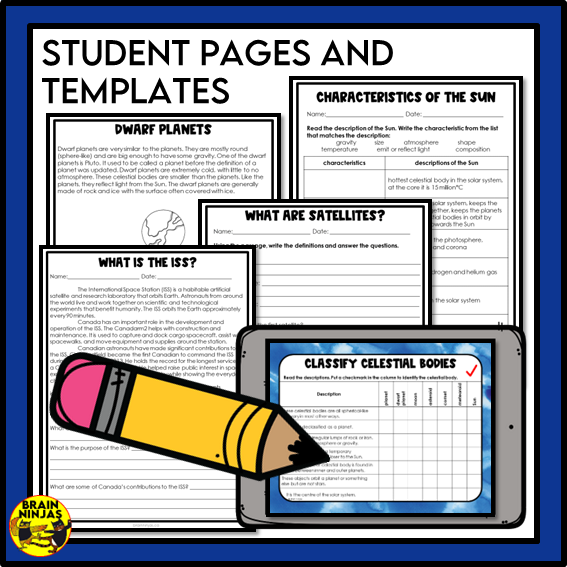 Alberta Science Space Unit Grade 6 | Paper and Digital