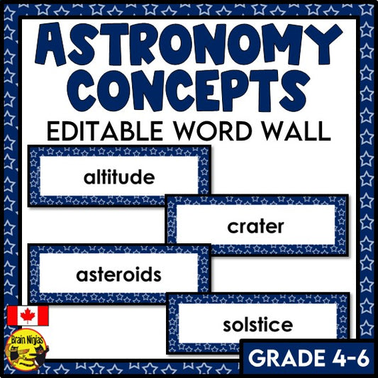 Astronomy Vocabulary | Editable Word Wall | Space | Sky Science | Paper