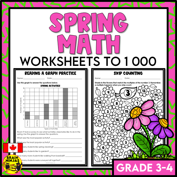 Spring Math Worksheets Numbers to 1000 | Paper – brainninjas