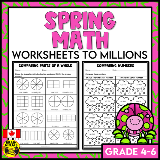 Spring Math Worksheets for Numbers up to 1 000 000 | Paper