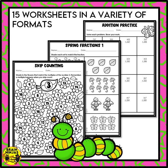 Spring Math Worksheets Basic Operations Spring Math Worksheets Numbers to 1000 | Paper – brainninjas