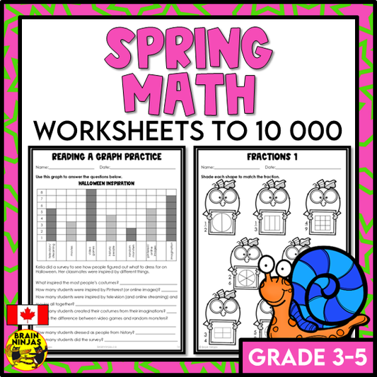 Spring Math Worksheets Numbers up to 10 000 | Paper