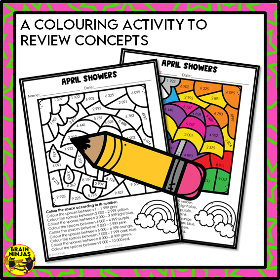 Spring Math Worksheets Numbers up to 10 000 | Paper