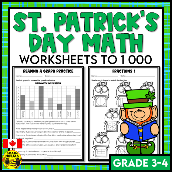 St Patricks Day Math Worksheets Numbers to 1000 | Paper