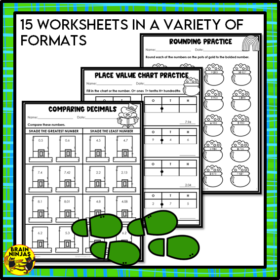 St. Patrick's Day Math Worksheets for Numbers up to 10 000 | Paper