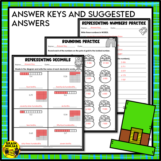 St. Patrick's Day Math Worksheets for Numbers up to 10 000 | Paper