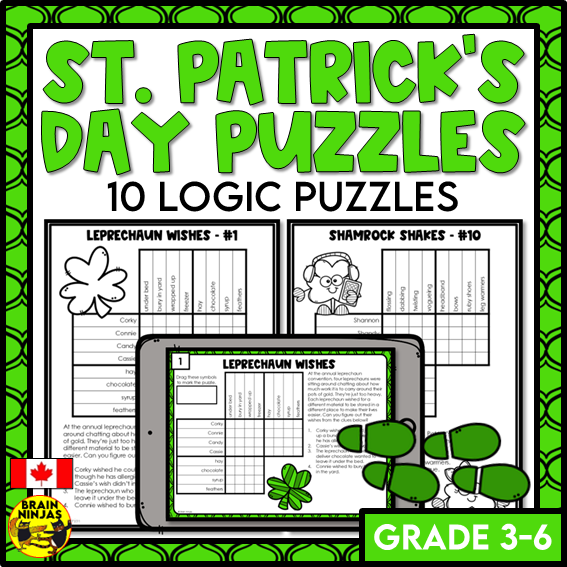 St. Patrick's Day Logic Puzzles | Paper and Digital
