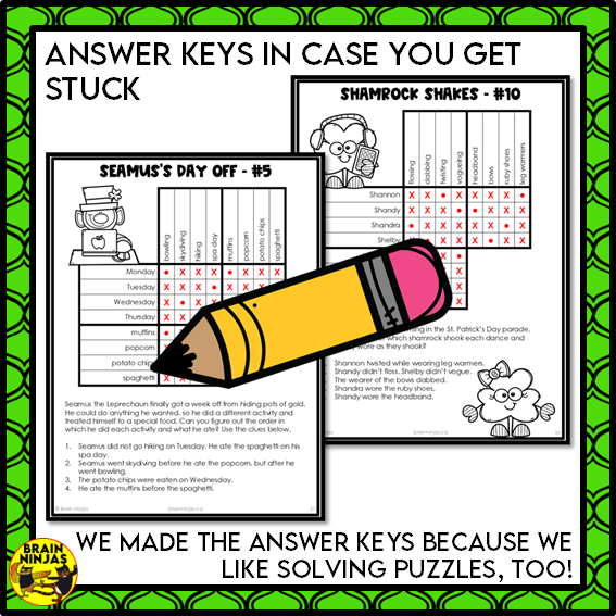 St. Patrick's Day Logic Puzzles | Paper and Digital