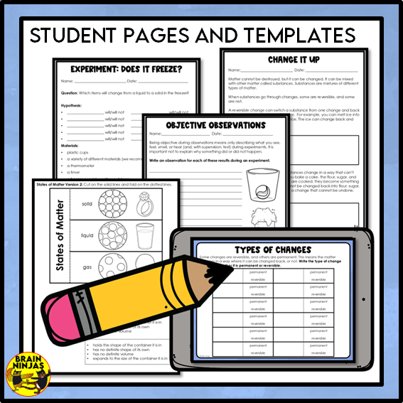 Changes to Matter Lessons and Activities Permanent and Reversible | Paper and Digital