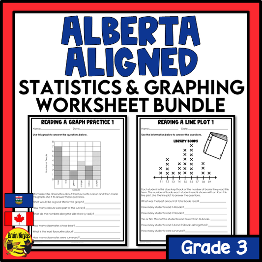 Alberta Math Curriculum Statistics and Graphing Worksheets Bundle | Paper | Grade 3