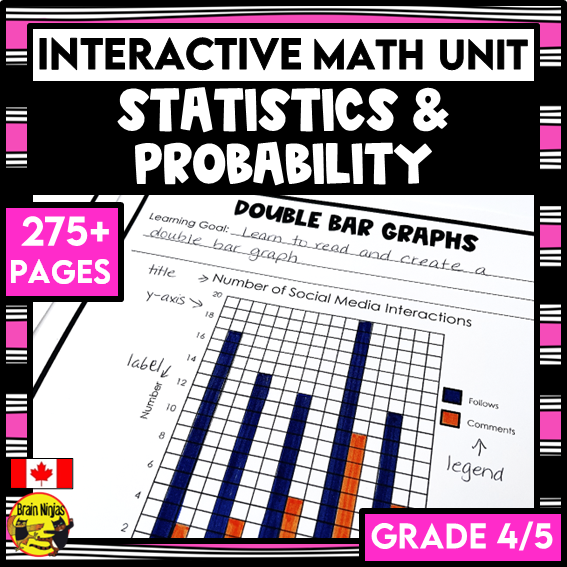 Statistics and Probability Interactive Math Unit | Paper | Grade 4 Grade 5