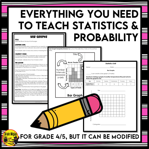 Statistics and Probability Interactive Math Unit | Paper | Grade 4 Grade 5