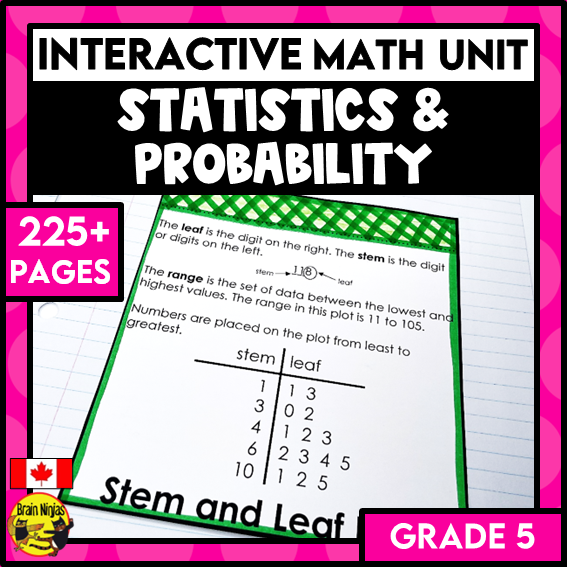 Statistics and Probability Interactive Math Unit | Paper | Grade 5 ...
