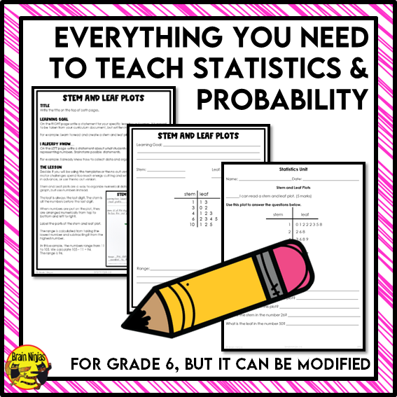 Statistics and Probability Interactive Math Unit | Paper | Grade 5 Grade 6