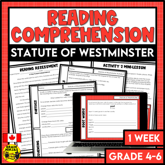 Statute of Westminster Reading Comprehension Activities | Paper and Digital