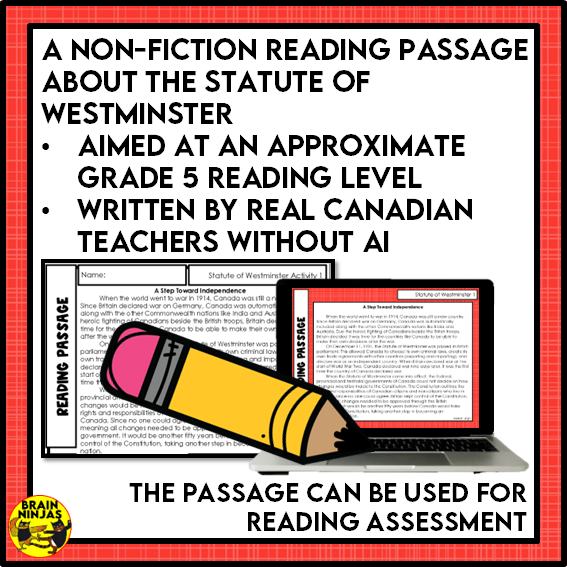 Statute of Westminster Reading Comprehension Activities | Paper and Digital