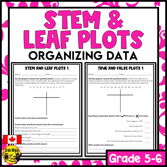 Stem and Leaf Plots Data Representation Math Worksheets | Paper