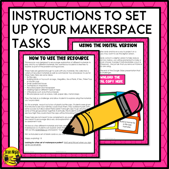 Makerspace Exploration Task Cards | Paper and Digital