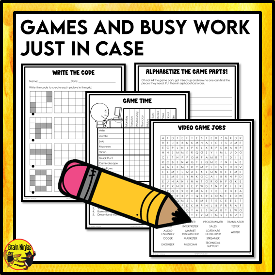 Emergency Sub Plans | Video Games | Paper | Grade 3 Grade 4