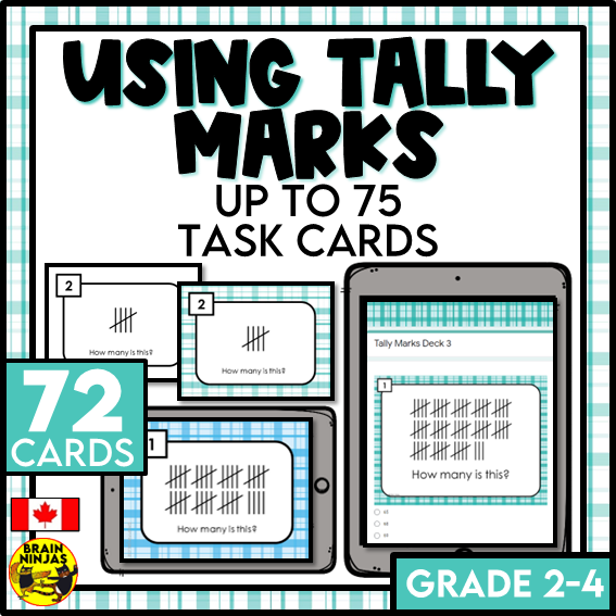 Tally Marks up to 75 Math Task Cards | Paper and Digital