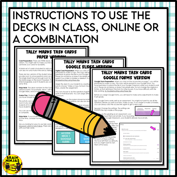 Tally Marks up to 75 Math Task Cards | Paper and Digital