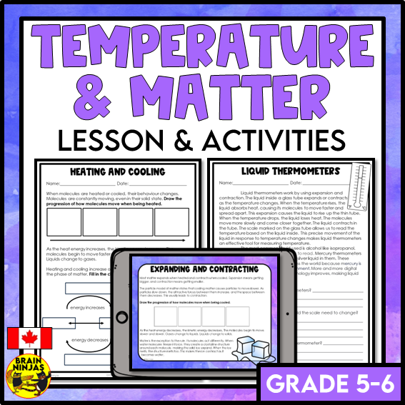 Temperature Lesson Temperature and Matter Lesson Experiments and Activities | Paper and D ...