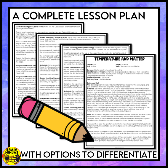 Temperature and Matter Lesson Experiments and Activities | Paper and Digital