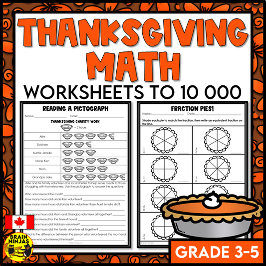 Thanksgiving Math Worksheets for Numbers up to 10 000 | Paper