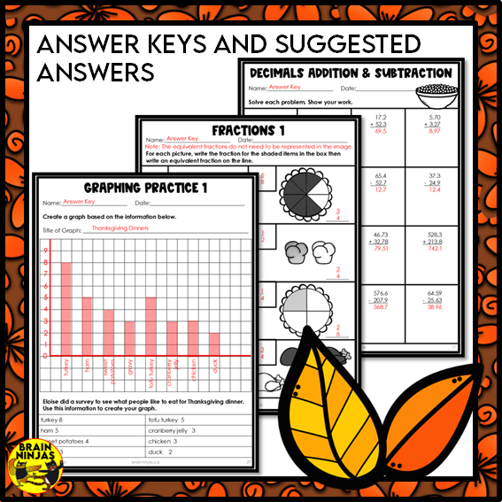 Thanksgiving Math Worksheets for Numbers up to 10 000 | Paper