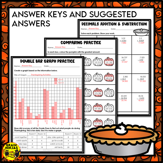 Thanksgiving Math Worksheets for Numbers up to 1 000 000 | Paper