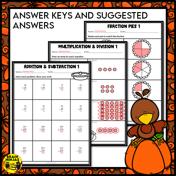 Thanksgiving Math Worksheets Numbers to 1000 | Paper