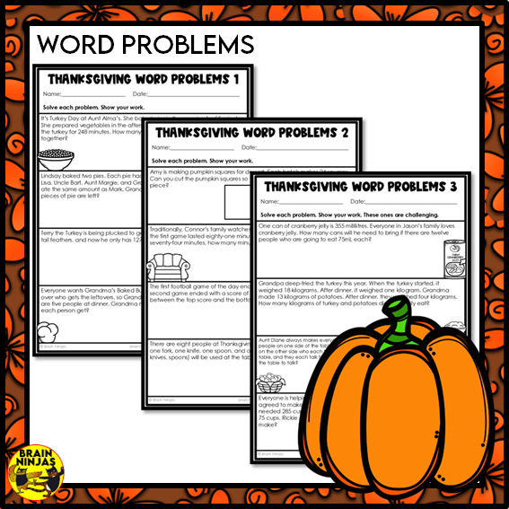 Thanksgiving Math Worksheets Numbers to 1000 | Paper